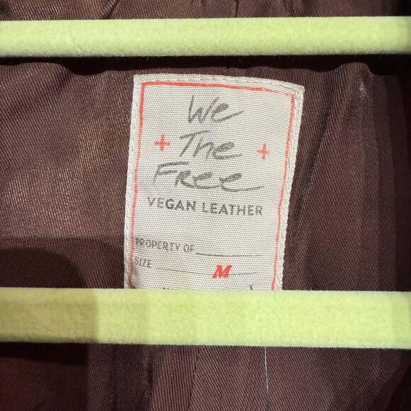 Free People Brown Josie Vegan Leather Moto Jacket Sz M NWT - Picture 5 of 14